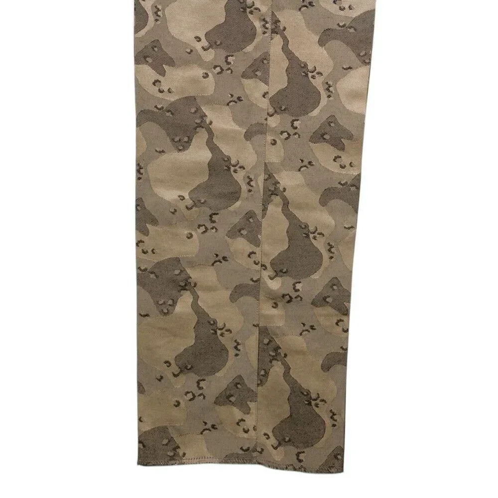 Mens 36 Gurkha Pants Tan Brown Camo Cotton Jacquard Flat Front Straight Trousers